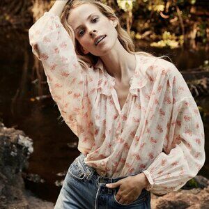 Doen Rosebay Blouse White Poppy Print